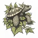 Tortoise eating tall plant tattoo design idea