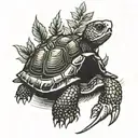 Tortoise eating tall plant tattoo design idea