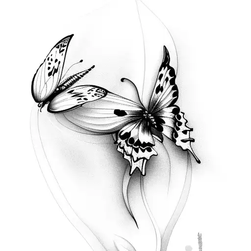 lily with butterflies tattoo design idea