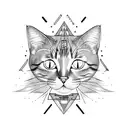 cat with space tattoo design idea