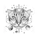 cat with space tattoo design idea
