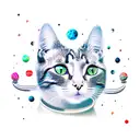cat with space tattoo design idea