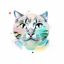 cat with space tattoo design idea