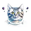 cat with space tattoo design idea