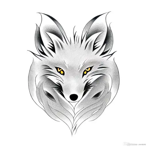 ninetailed fox tattoo design idea