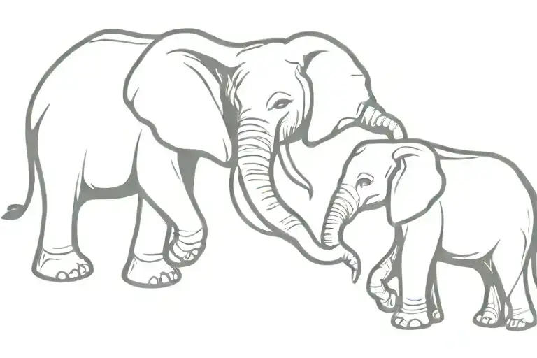 elephant family holding hands tattoo design idea