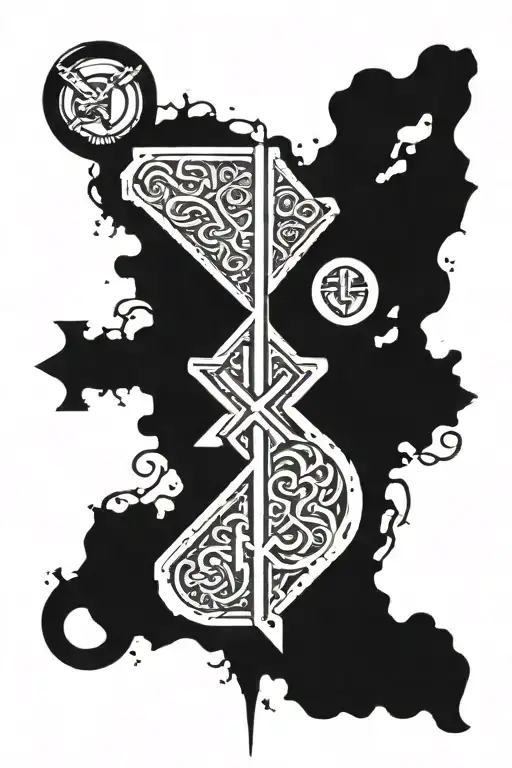 War viking runes tattoo design idea