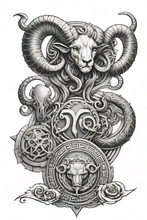 Aries, Cancer and Libra zodiac sign tattoo design idea