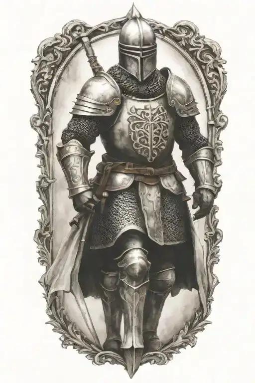 Medieval knight tattoo design idea