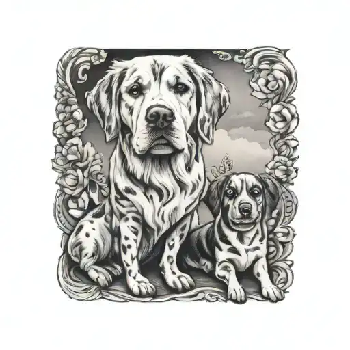 dogs, mother and daughter tattoo design idea