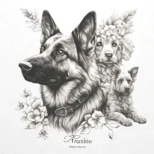 German Shepherd and Poodle dogs  tattoo design idea