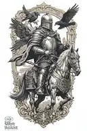 Medieval knight with ravens tattoo design idea