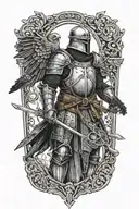 Medieval knight with ravens tattoo design idea