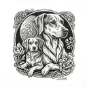 dogs, mother and daughter tattoo design idea