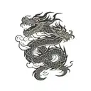 Dragon,Japanese dragon ,Ryu (Japanese word for dragon),Scales ,Serpent,Fire ,Water ,Clouds 	 tattoo design idea