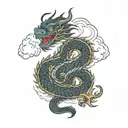 Dragon,Japanese dragon ,Ryu (Japanese word for dragon),Scales ,Serpent,Fire ,Water ,Clouds 	 tattoo design idea