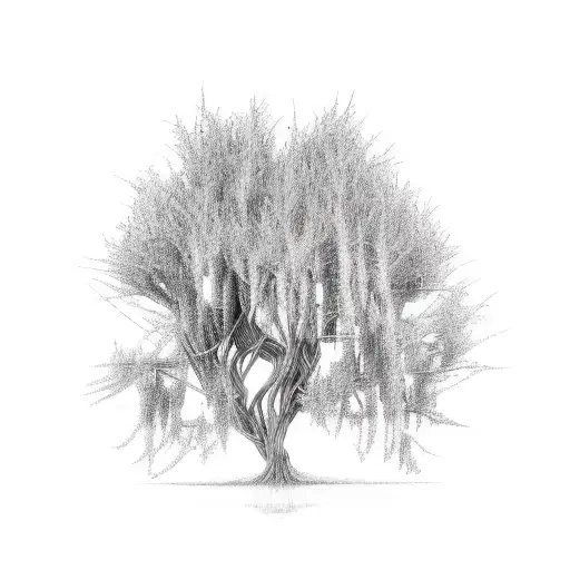 Willow Tree with a cross intertwined  tattoo design idea
