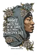 Bugzy malone with quote "the sky is the limit, be inspired is the mindset" tattoo design idea