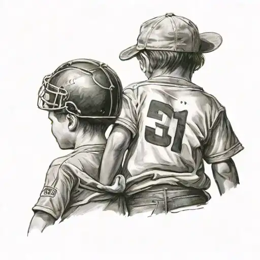 child with cap from behind with football tattoo design idea