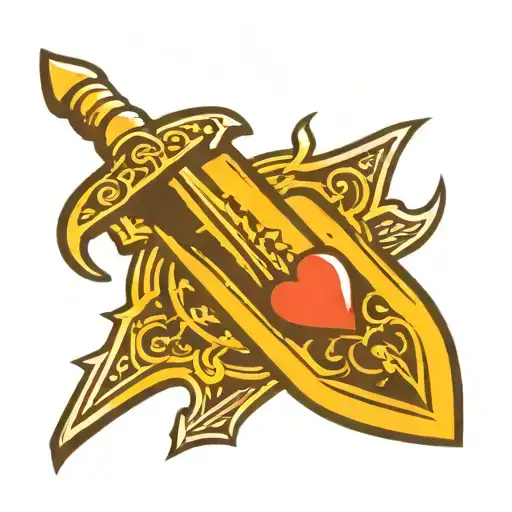 dagger with heart shaped lock tattoo design idea