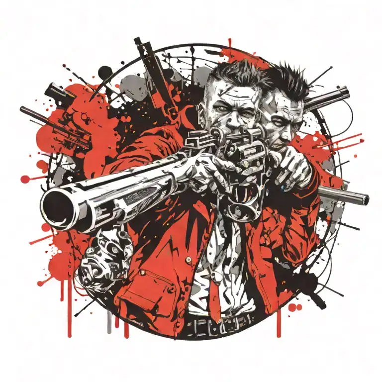 gay man with revolver  tattoo design idea