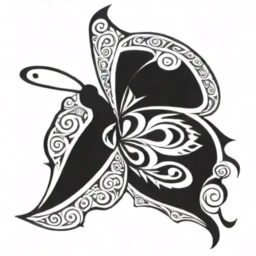 tribal butterfly   tattoo design idea