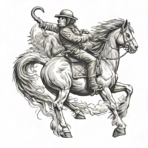 monkey rides on pony tattoo design idea
