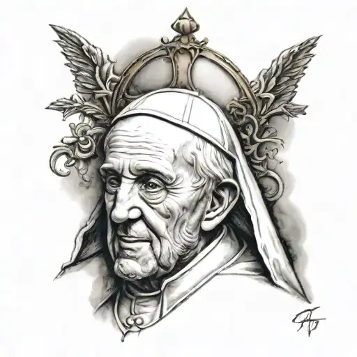 the pope beats jesus christ tattoo design idea