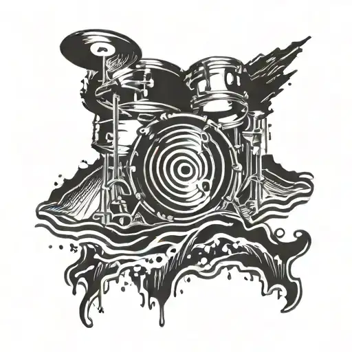 Drum and Bass equalizer waves merging  tattoo design idea