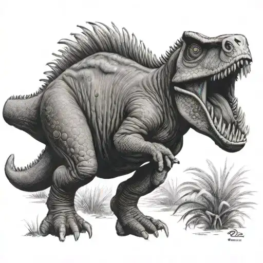 affe reitet auf ponny hugging a trex tattoo design idea