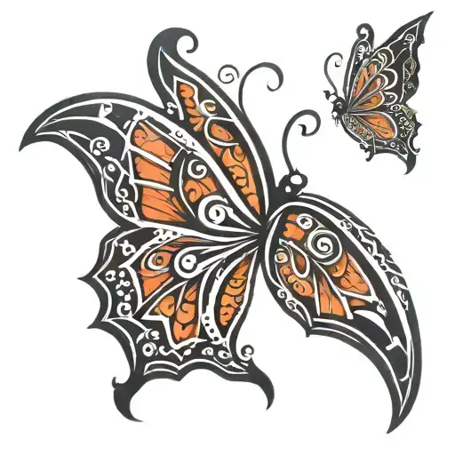 tribal butterfly wings tattoo design idea
