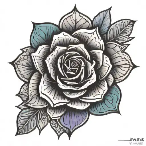 Mandala rose flowers tattoo design idea