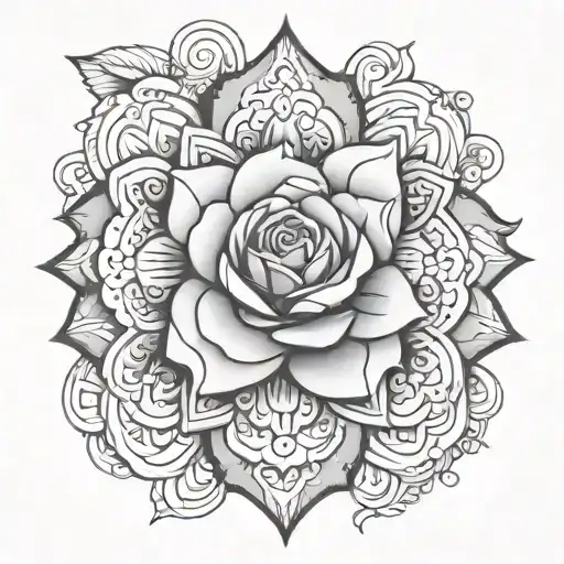 Mandala rose flowers tattoo design idea