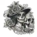 la catrina in love with a skull  tattoo design idea