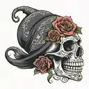 la catrina in love with a skull  tattoo design idea
