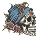 la catrina in love with a skull  tattoo design idea