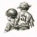 child with cap from behind with football tattoo design idea
