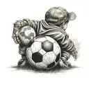 child with cap from behind with football tattoo design idea