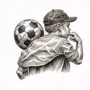 child with cap from behind with football tattoo design idea