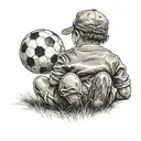 child with cap from behind with football tattoo design idea