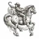 monkey rides on pony tattoo design idea
