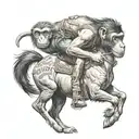 monkey rides on pony tattoo design idea