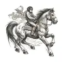 monkey rides on pony tattoo design idea