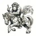 monkey rides on pony tattoo design idea