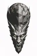 Devil with wings geometric pattern tattoo design idea