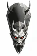 Devil with wings geometric pattern tattoo design idea