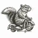 sqirrel , with cigarette , riding on a big worm tattoo design idea