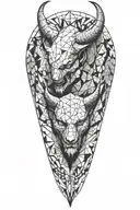 Devil with wings geometric pattern tattoo design idea