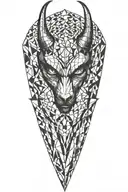 Devil with wings geometric pattern tattoo design idea