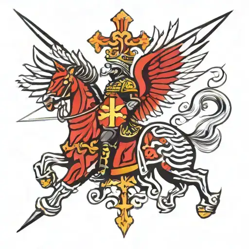 polish winged hussar Irish cross tattoo design idea